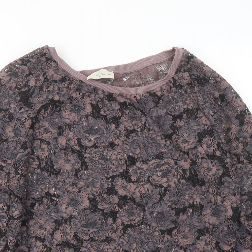 NEXT Womens Purple Floral Polyester Basic Blouse Size 10 Round Neck