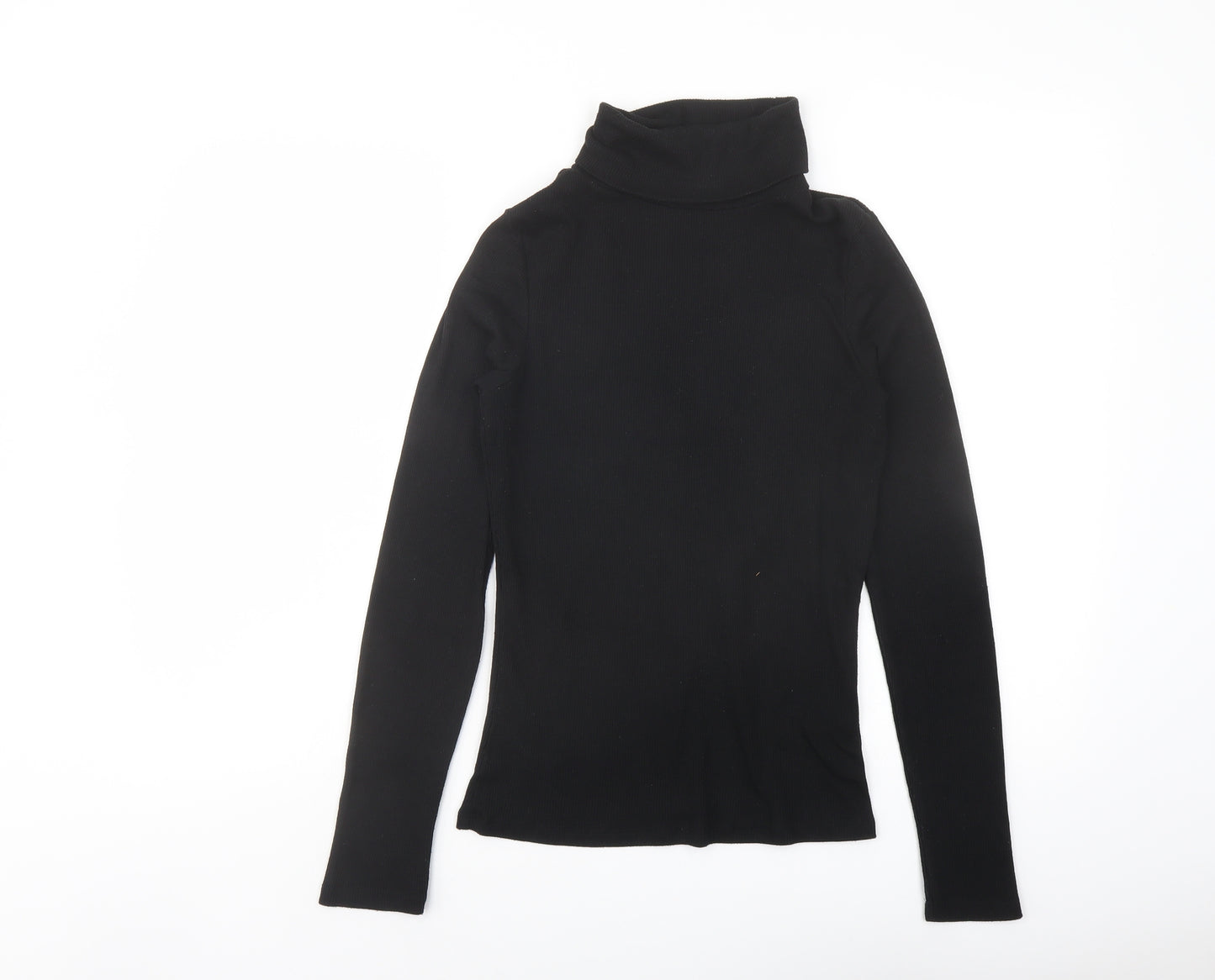 New Look Womens Black Polyester Basic T-Shirt Size 14 Roll Neck