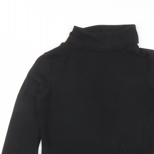 New Look Womens Black Polyester Basic T-Shirt Size 14 Roll Neck