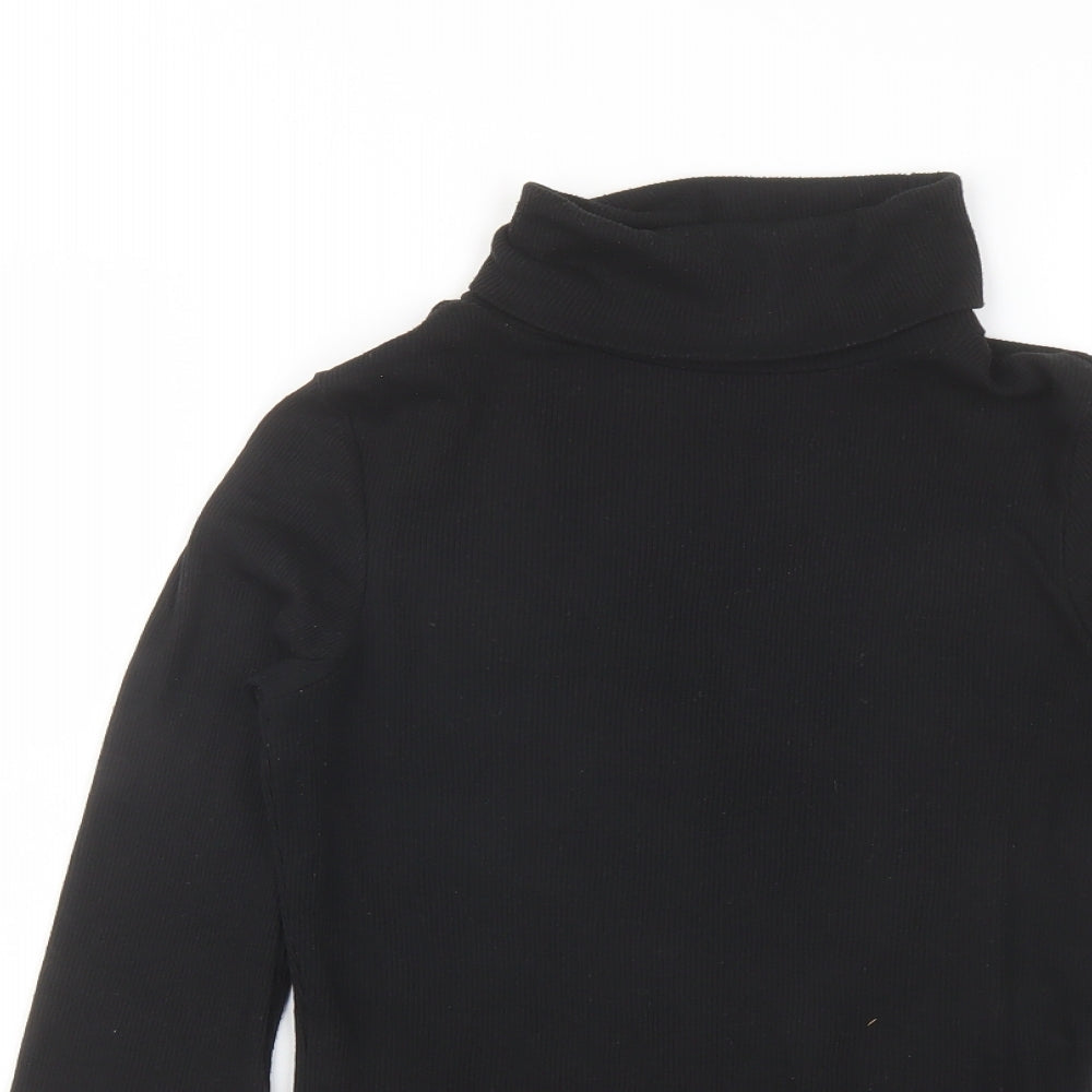 New Look Womens Black Polyester Basic T-Shirt Size 14 Roll Neck