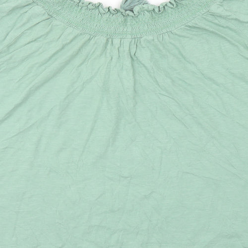 Lucky Brand Womens Green Polyester Basic Blouse Size L Round Neck