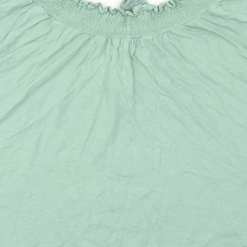 Lucky Brand Womens Green Polyester Basic Blouse Size L Round Neck