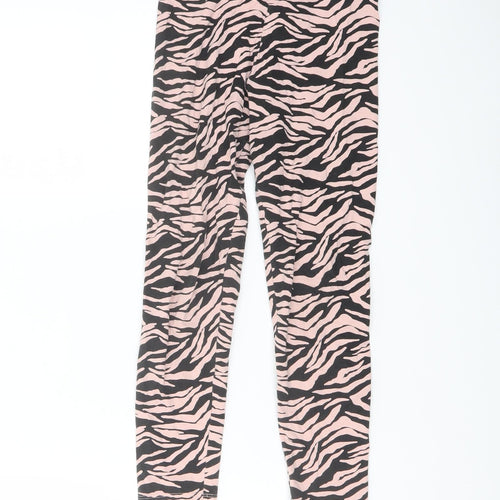 Marks and Spencer Girls Pink Animal Print Cotton Pedal Pusher Trousers Size 8-9 Years Regular