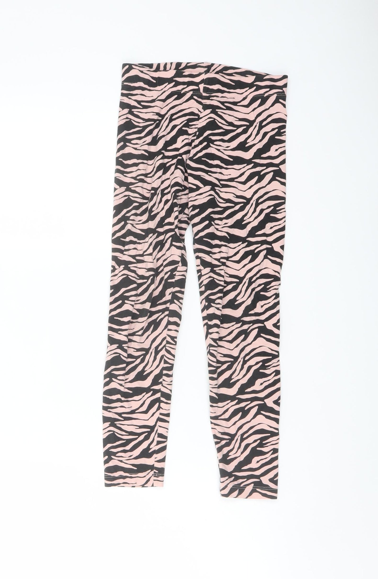 Marks and Spencer Girls Pink Animal Print Cotton Pedal Pusher Trousers Size 8-9 Years Regular