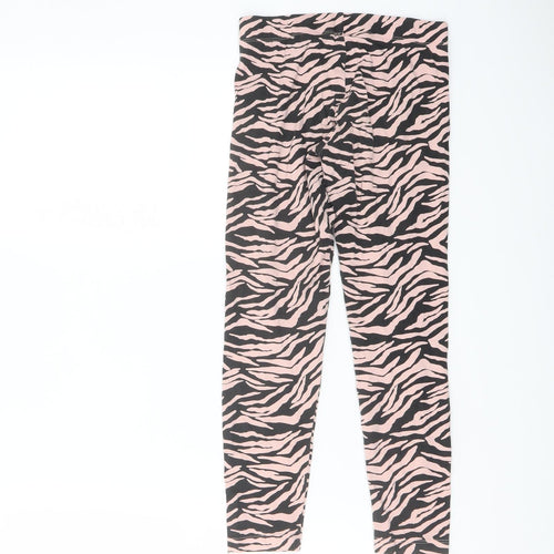 Marks and Spencer Girls Pink Animal Print Cotton Pedal Pusher Trousers Size 8-9 Years Regular