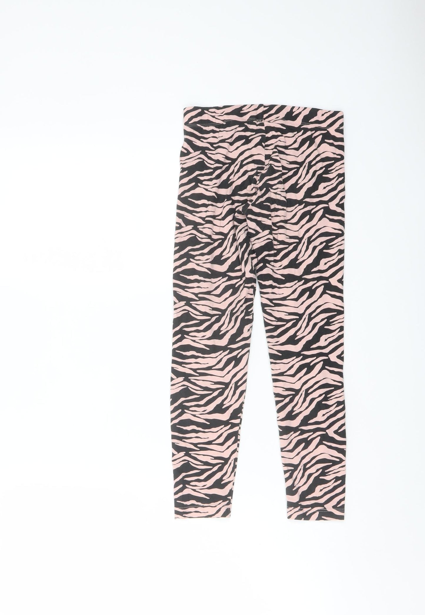 Marks and Spencer Girls Pink Animal Print Cotton Pedal Pusher Trousers Size 8-9 Years Regular