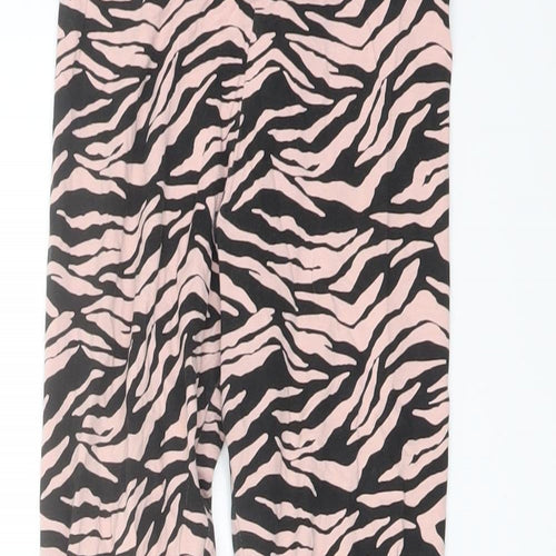 Marks and Spencer Girls Pink Animal Print Cotton Pedal Pusher Trousers Size 8-9 Years Regular
