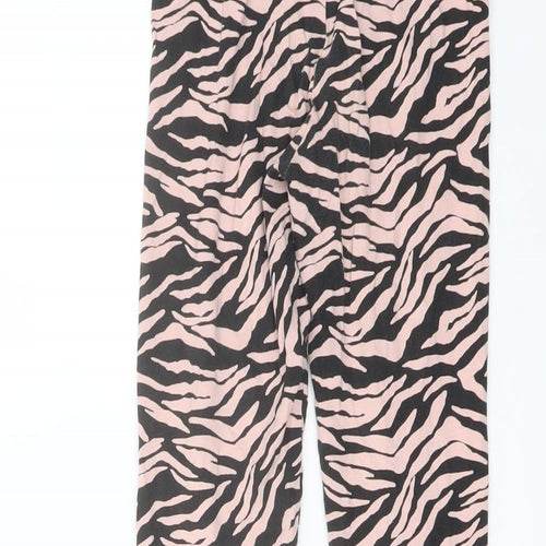 Marks and Spencer Girls Pink Animal Print Cotton Pedal Pusher Trousers Size 8-9 Years Regular