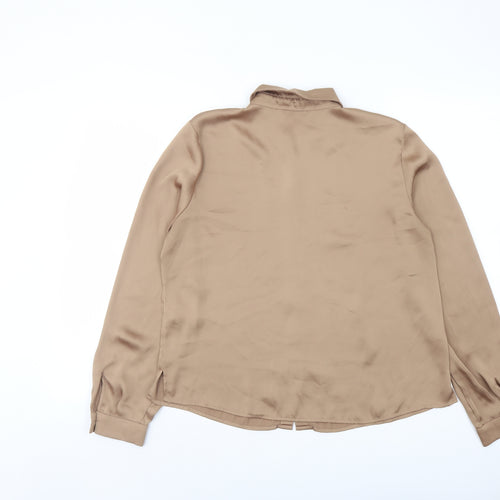 Marks and Spencer Womens Beige Polyester Basic Button-Up Size 12 Collared