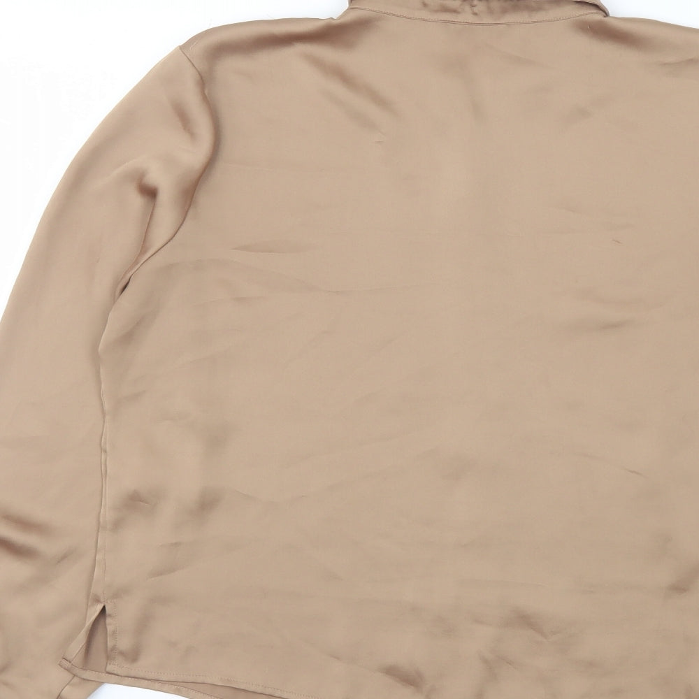 Marks and Spencer Womens Beige Polyester Basic Button-Up Size 12 Collared