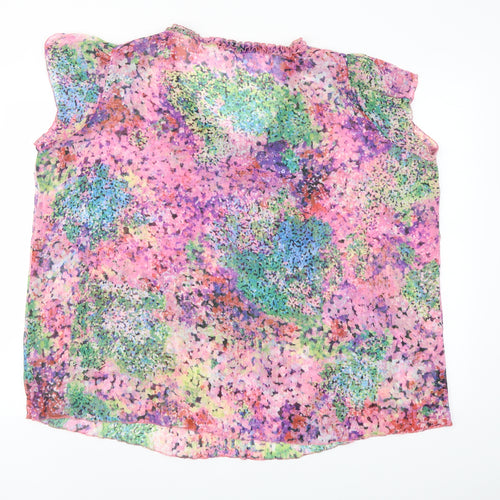 Together Womens Multicoloured Floral Polyester Basic Blouse Size 22 V-Neck