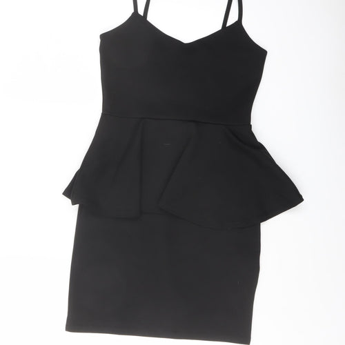 Boohoo Womens Black Polyester Bodycon Size 8 V-Neck Pullover