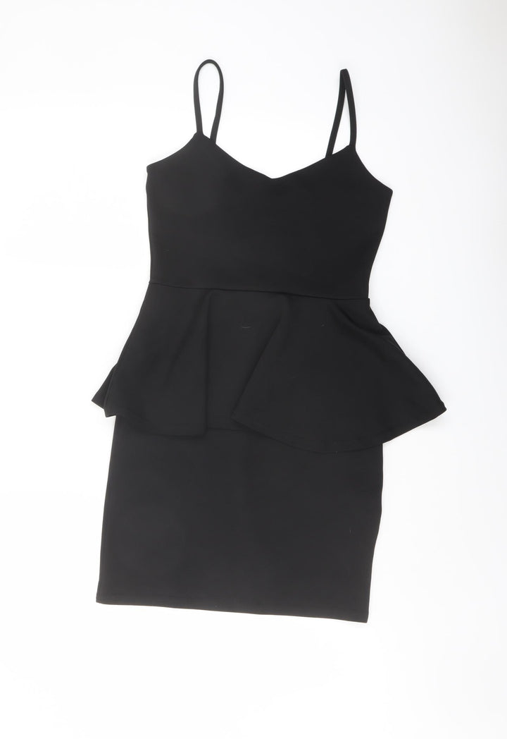 Boohoo Womens Black Polyester Bodycon Size 8 V-Neck Pullover