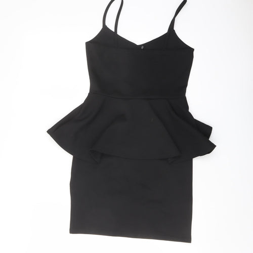 Boohoo Womens Black Polyester Bodycon Size 8 V-Neck Pullover