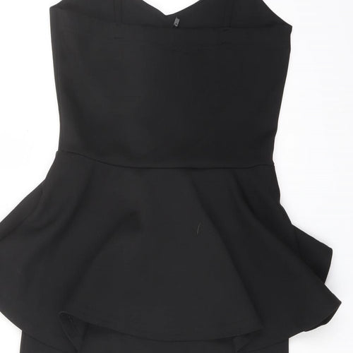 Boohoo Womens Black Polyester Bodycon Size 8 V-Neck Pullover