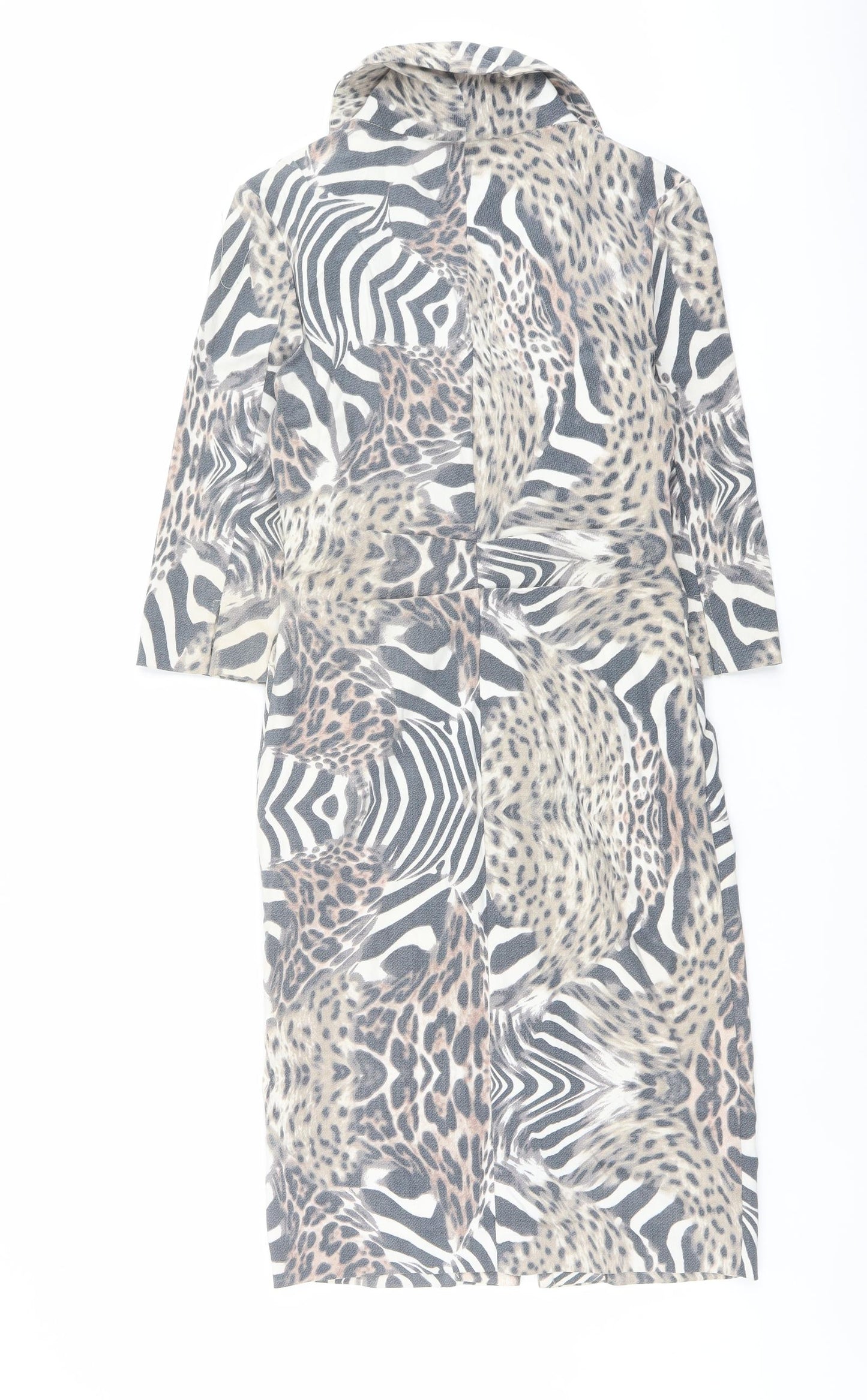 Joseph Ribkoff Womens Beige Animal Print Polyester Bodycon Size 10 Collared Zip - Leopard tiger pattern