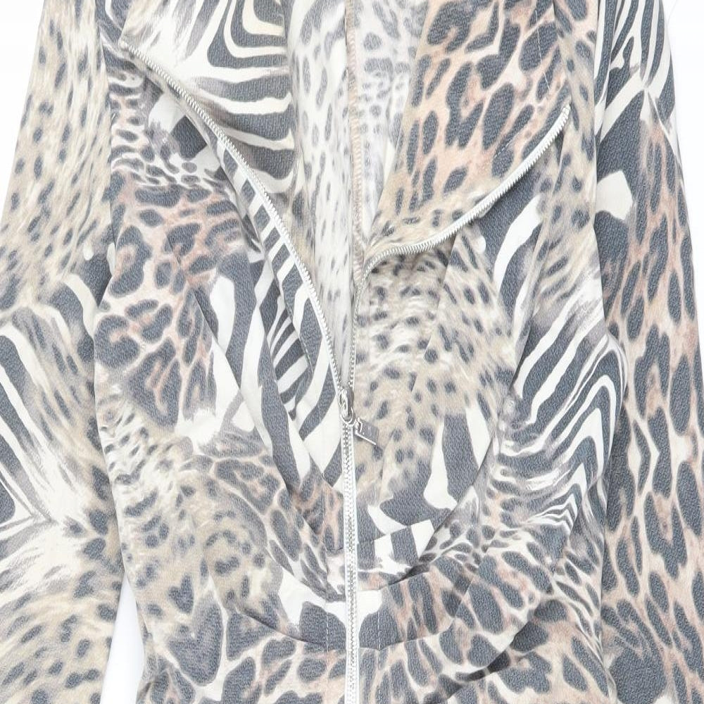 Joseph Ribkoff Womens Beige Animal Print Polyester Bodycon Size 10 Collared Zip - Leopard tiger pattern