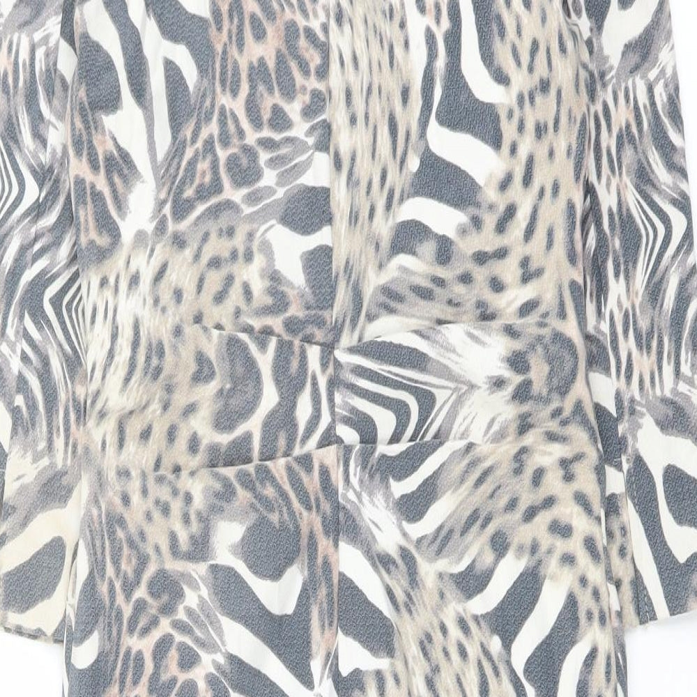 Joseph Ribkoff Womens Beige Animal Print Polyester Bodycon Size 10 Collared Zip - Leopard tiger pattern