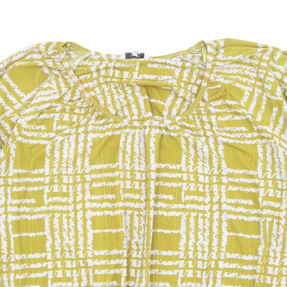 NEXT Womens Green Check Polyester Basic Blouse Size 20 Round Neck