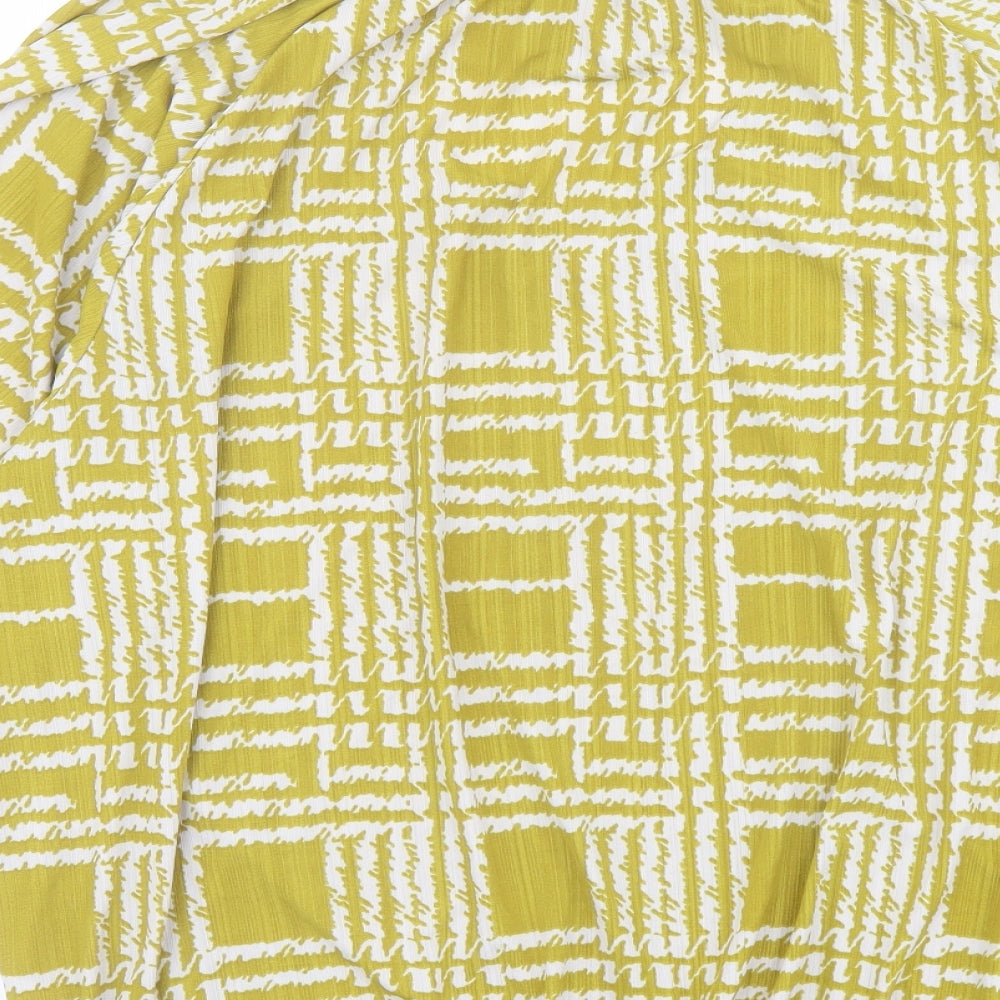 NEXT Womens Green Check Polyester Basic Blouse Size 20 Round Neck