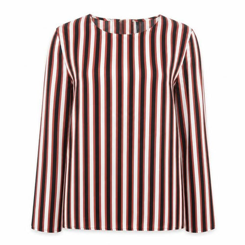 Mango Womens Multicoloured Striped Polyester Basic Blouse Size XS Round Neck