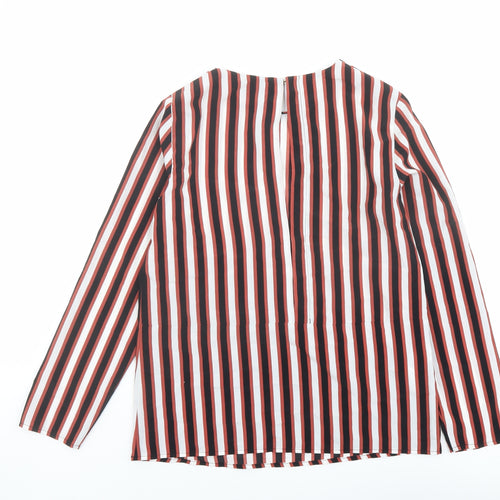 Mango Womens Multicoloured Striped Polyester Basic Blouse Size XS Round Neck