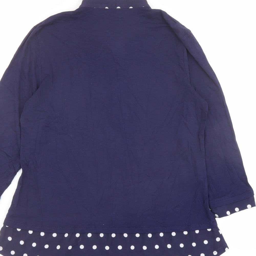 Bonmarché Womens Blue Viscose Basic Blouse Size 10 Collared