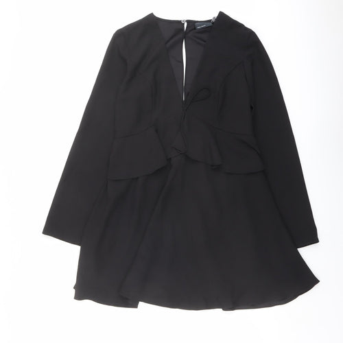 ASOS Womens Black Polyester Trapeze & Swing Size 10 V-Neck Button