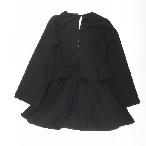 ASOS Womens Black Polyester Trapeze & Swing Size 10 V-Neck Button