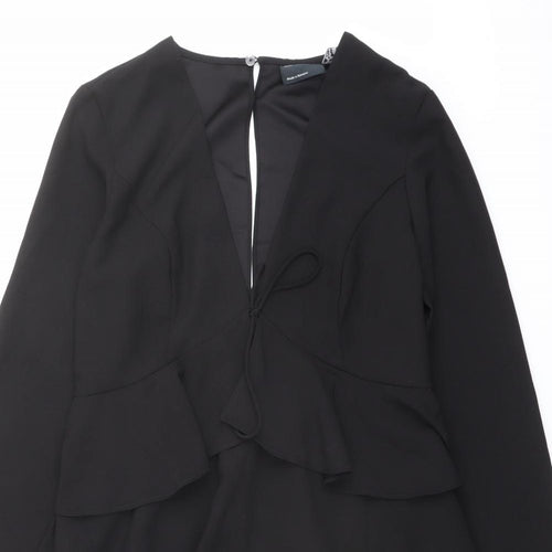 ASOS Womens Black Polyester Trapeze & Swing Size 10 V-Neck Button