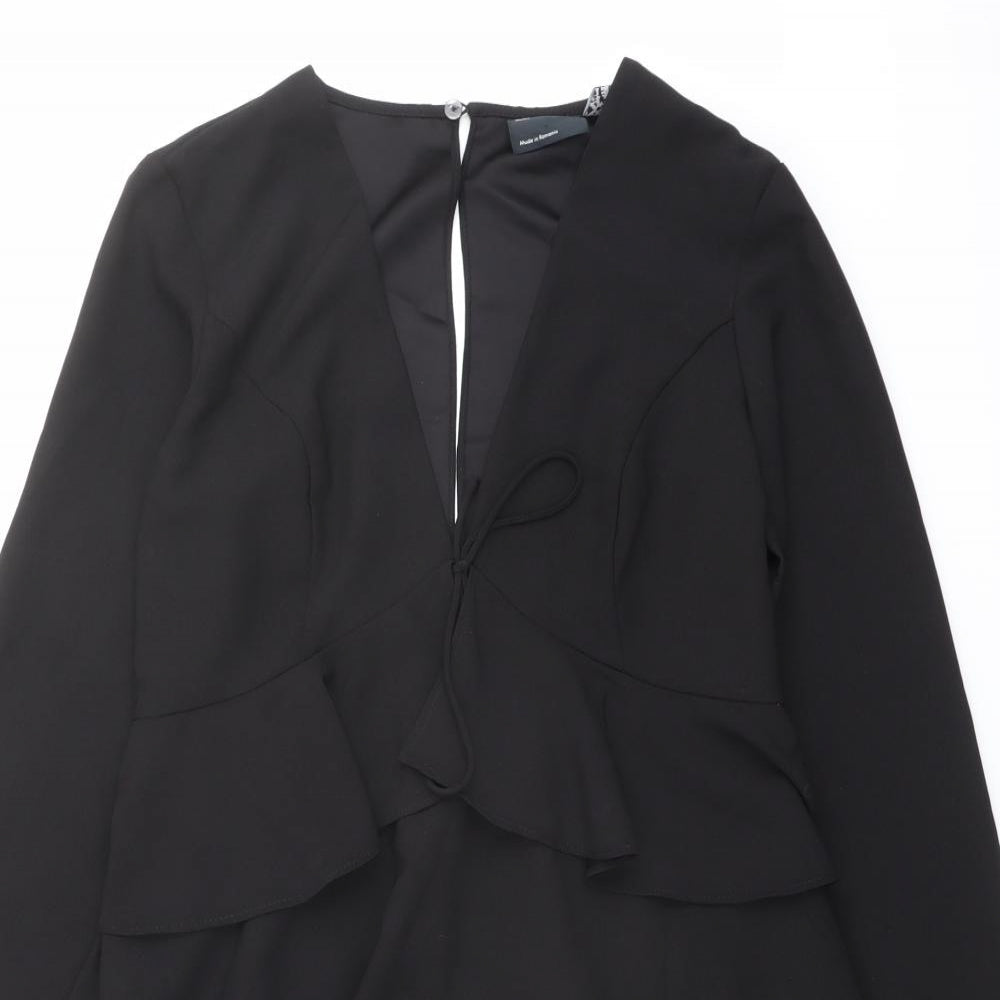 ASOS Womens Black Polyester Trapeze & Swing Size 10 V-Neck Button