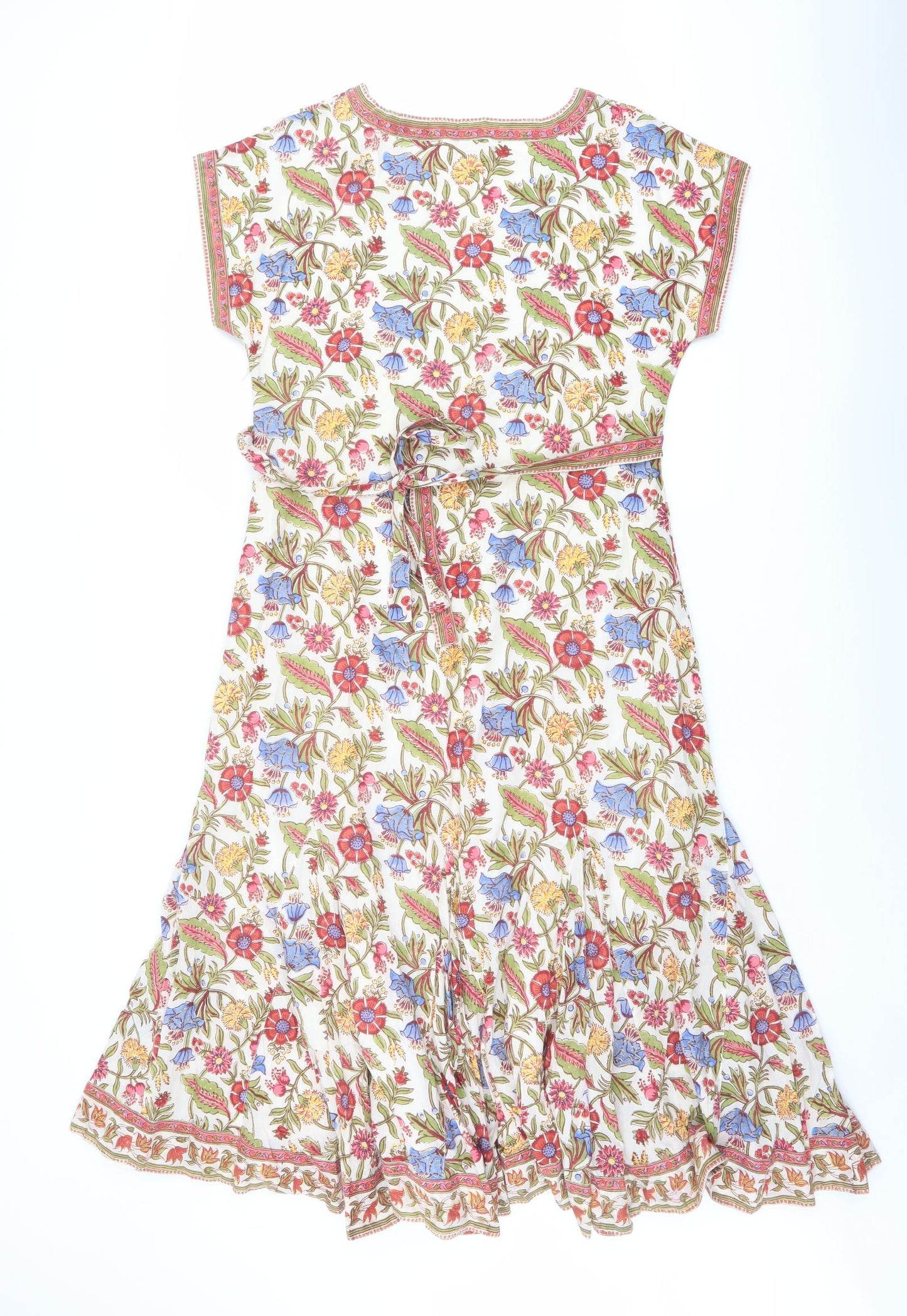 EAST Womens Multicoloured Floral Cotton A-Line Size 12 V-Neck Zip