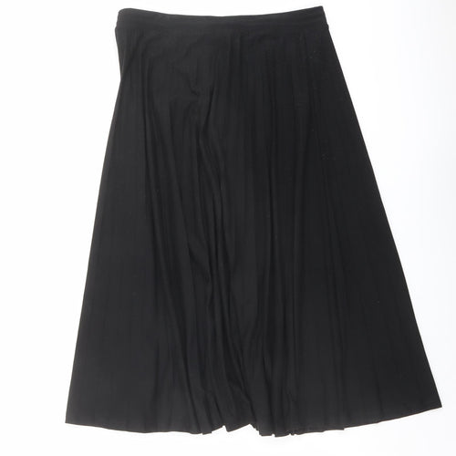 Marks and Spencer Womens Black Polyester Pleated Skirt Size 12