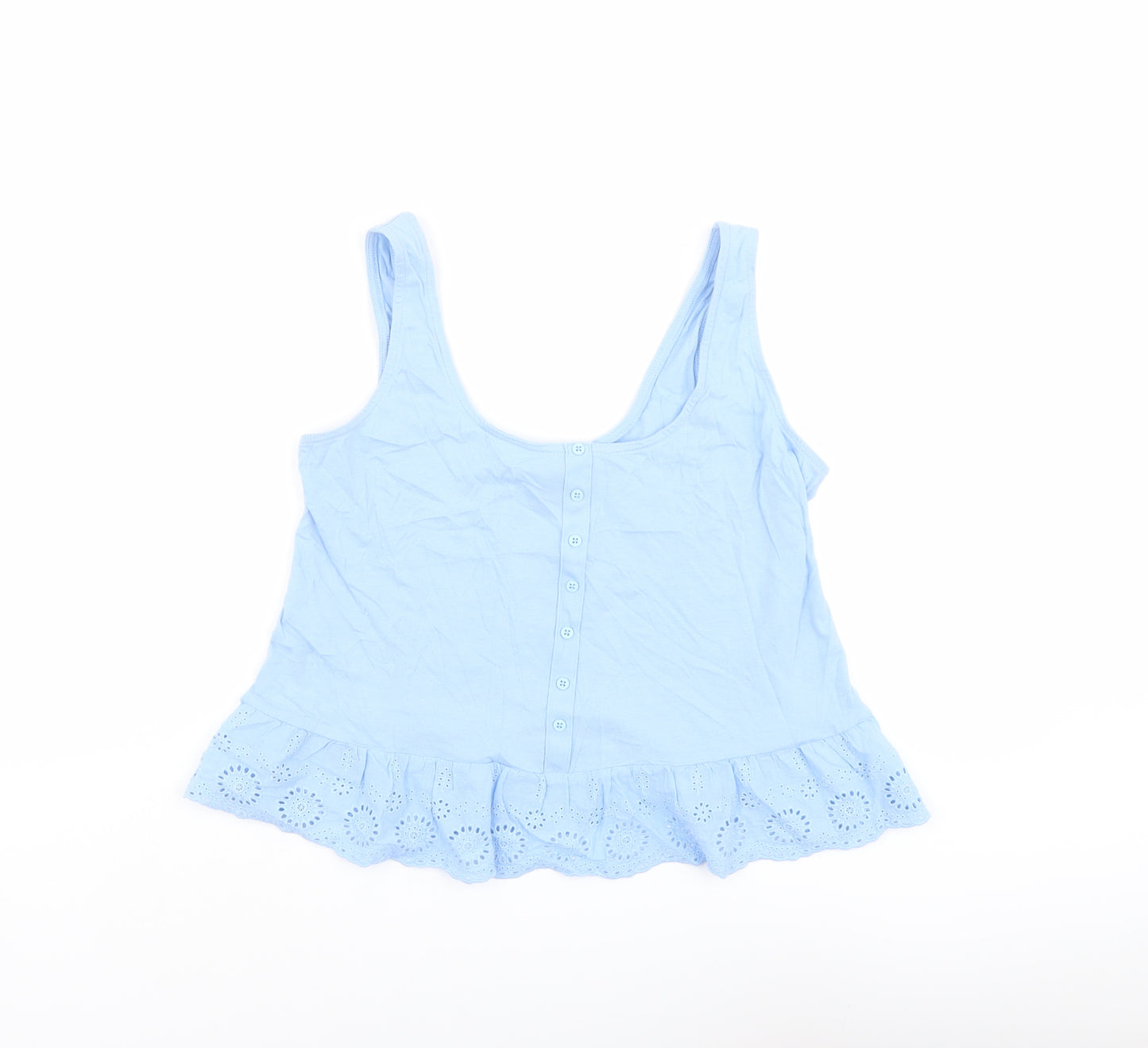 New Look Womens Blue Cotton Basic Tank Size 12 Round Neck