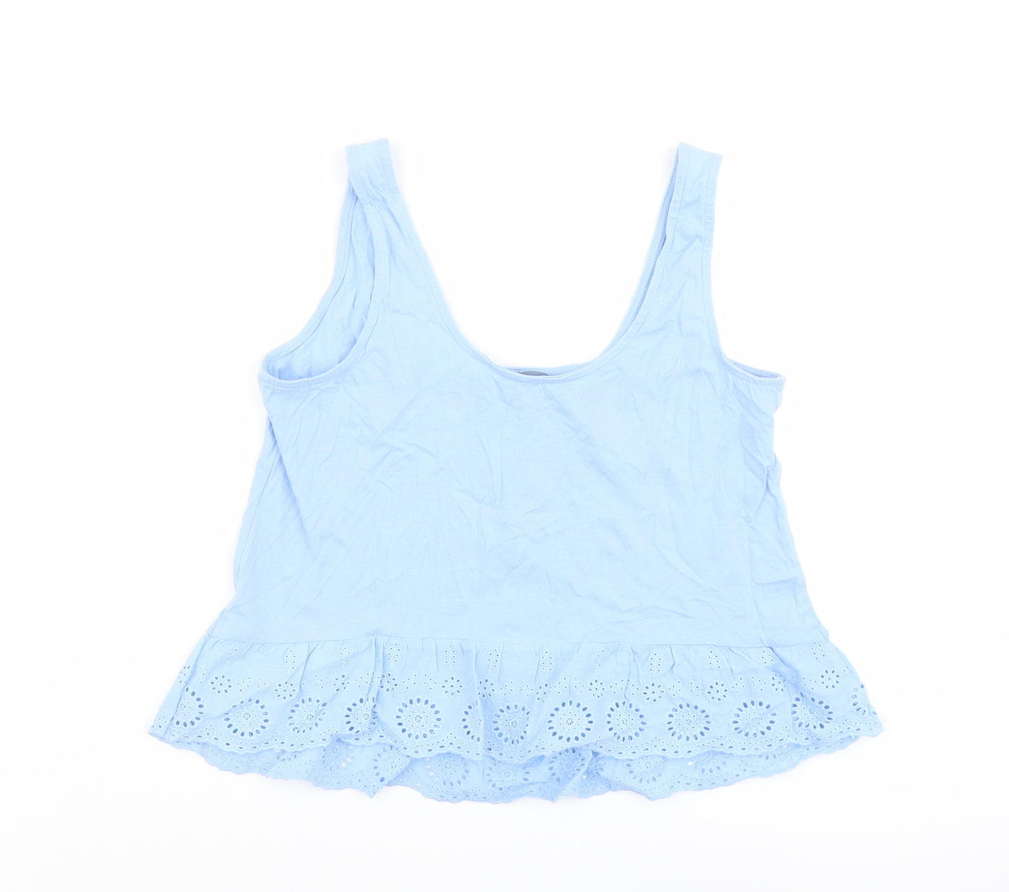 New Look Womens Blue Cotton Basic Tank Size 12 Round Neck