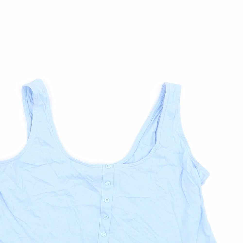 New Look Womens Blue Cotton Basic Tank Size 12 Round Neck