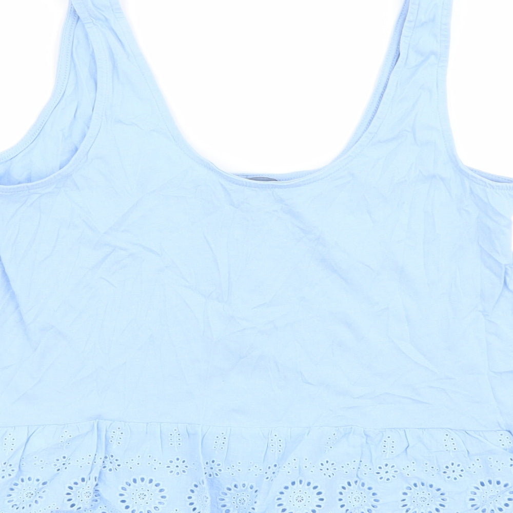 New Look Womens Blue Cotton Basic Tank Size 12 Round Neck