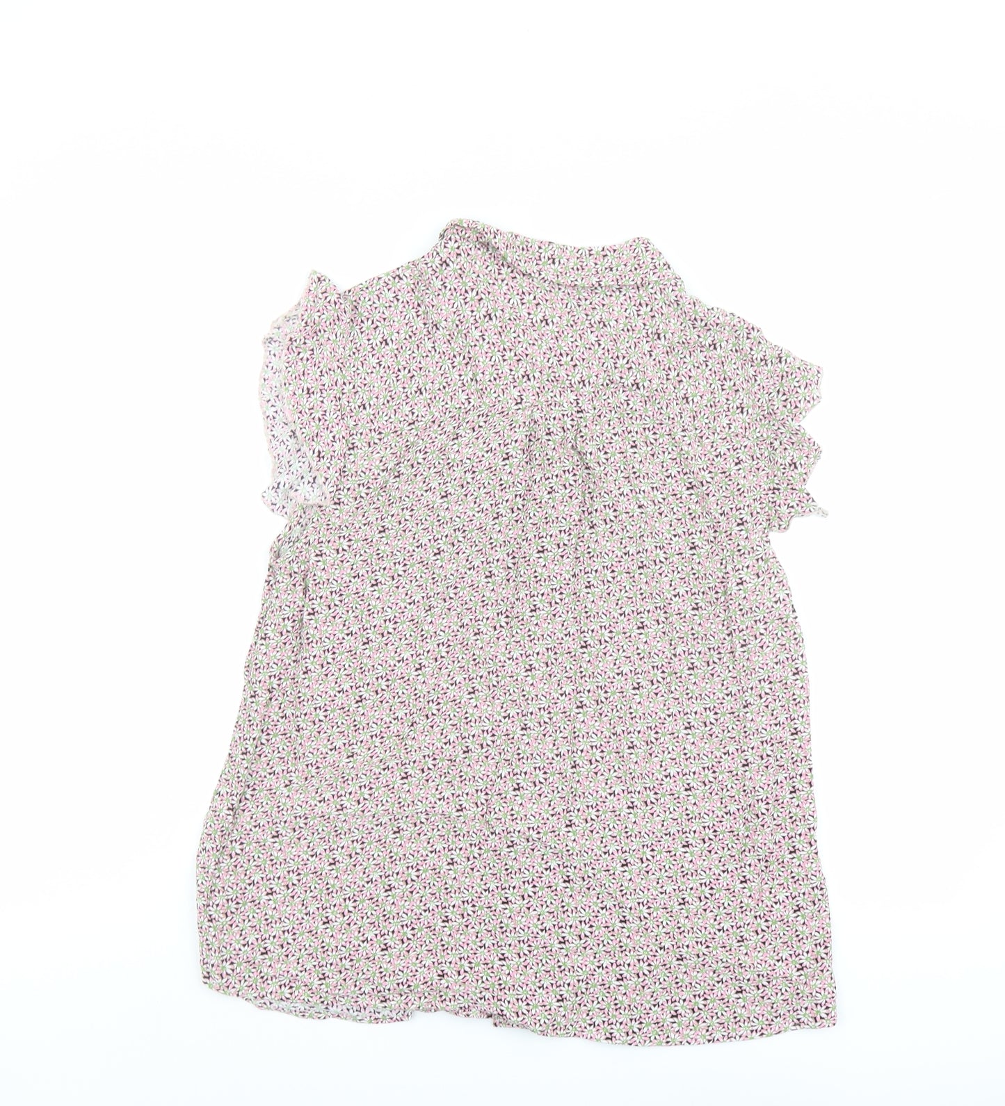 Laura Ashley Womens Pink Floral Viscose Basic Button-Up Size 12 Collared