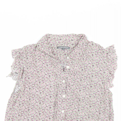Laura Ashley Womens Pink Floral Viscose Basic Button-Up Size 12 Collared