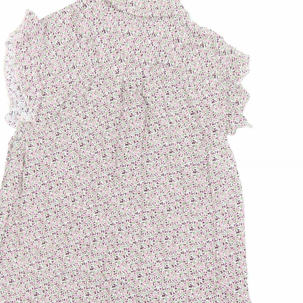 Laura Ashley Womens Pink Floral Viscose Basic Button-Up Size 12 Collared