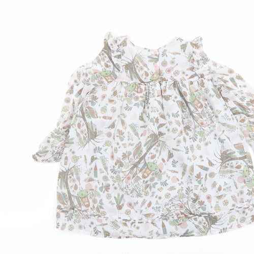 Artisan NY Girls Grey Geometric Polyester A-Line Size 6-7 Years Round Neck Button
