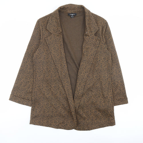 New Look Womens Brown Animal Print Kimono Coat Size 14 - Leopard Print