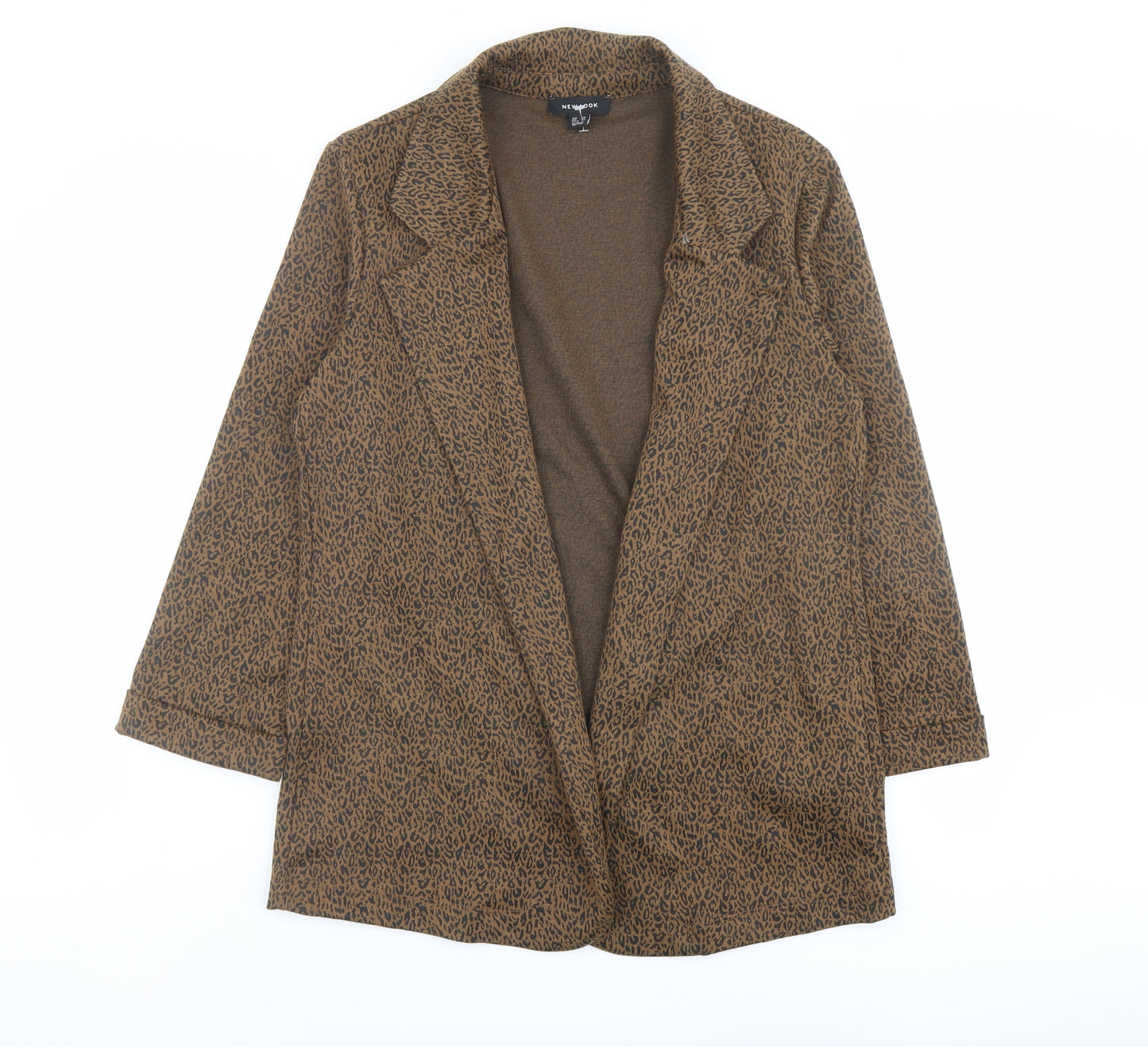 New Look Womens Brown Animal Print Kimono Coat Size 14 - Leopard Print
