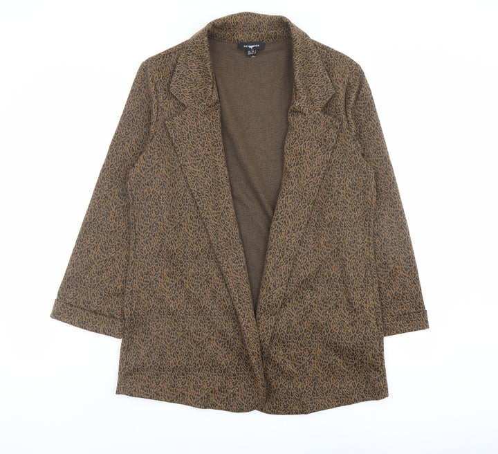 New Look Womens Brown Animal Print Kimono Coat Size 14 - Leopard Print