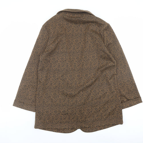 New Look Womens Brown Animal Print Kimono Coat Size 14 - Leopard Print