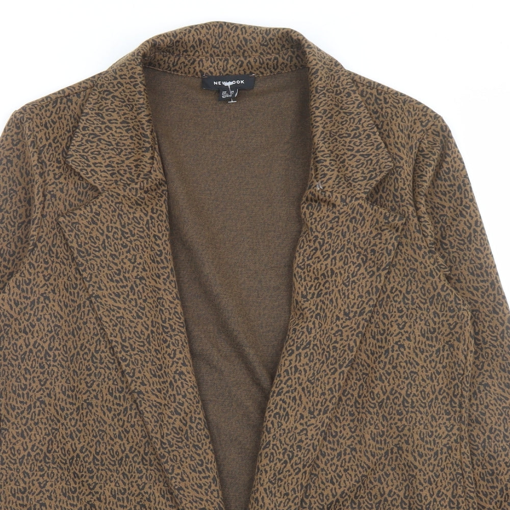 New Look Womens Brown Animal Print Kimono Coat Size 14 - Leopard Print