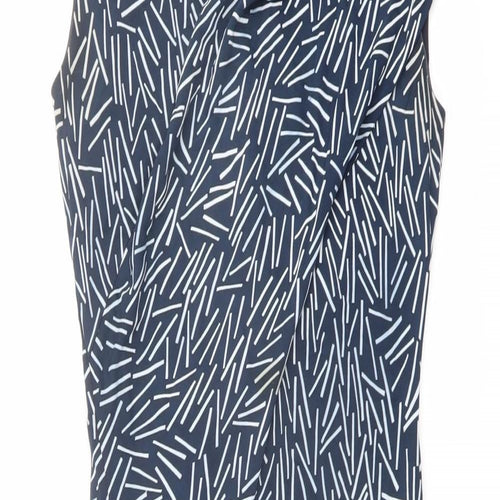 Autograph Womens Blue Geometric Viscose Shift Size 8 V-Neck Zip