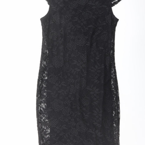 Dorothy Perkins Womens Black Polyester Shift Size 10 Round Neck Pullover
