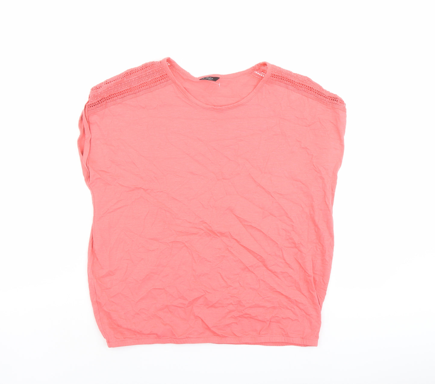 M&Co Womens Pink Cotton Basic T-Shirt Size 12 Round Neck