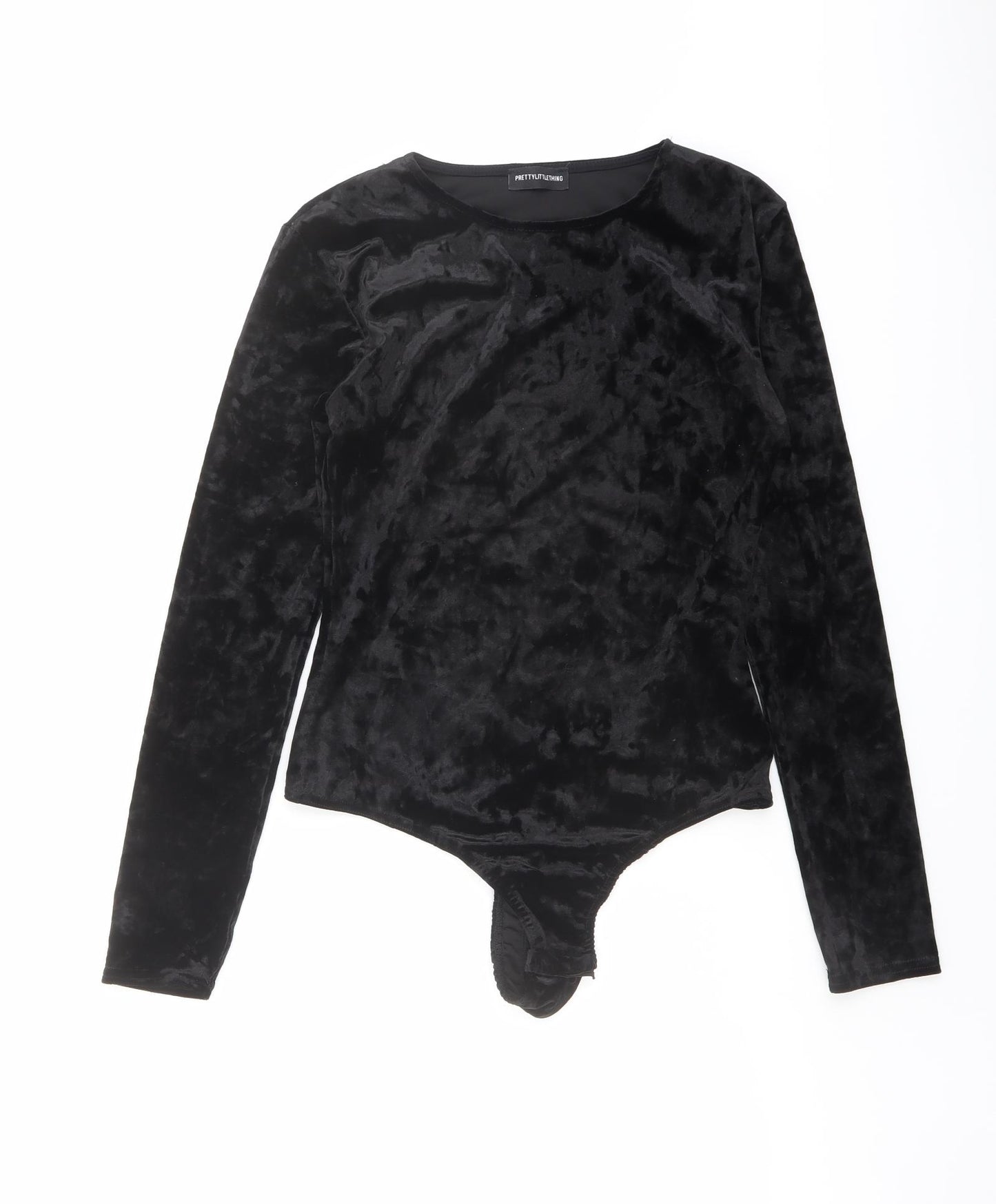 PRETTYLITTLETHING Womens Black Polyester Bodysuit One-Piece Size 10 Snap